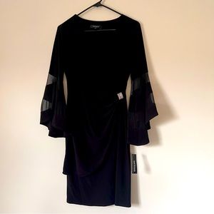 R&M Richards Wraparound Knee-Length Dress with Bell Sleeves Size 10